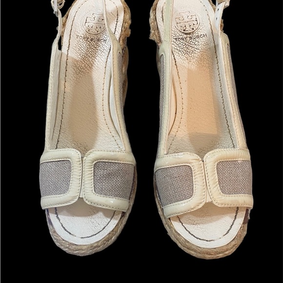 Tory Burch platform wedge 5.5 heel- white, cream and tan - Picture 5 of 5